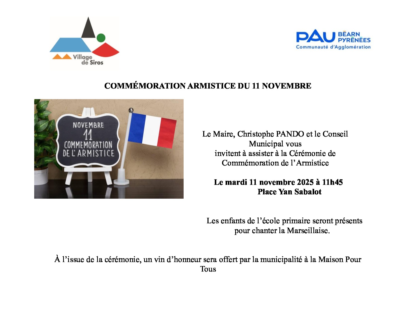 COMMÉMORATION ARMISTICE DU 11 NOVEMBRE